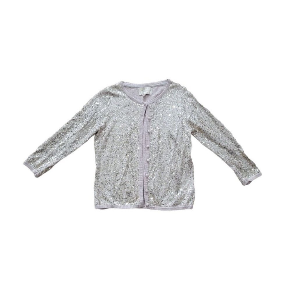 Sanctuary Women's Size Medium Gold Sequin Cardigan Sweater 3/4 Sleeve Anthro